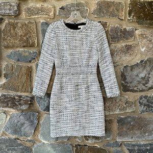 J. Crew Woven Tweed Long Sleeve Sheath Pencil Dress in Black & White Size 00